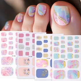 Resim 88 adet Romantik Akşam Güneş Batışı Ayak Tırnak Boyası Şeritleri, Yazlı Marbled Altın Folyo Çizgileri Noktalı Elmas Kendinden Yapışkan Ayak Tırnak Tam Sarımlar, Kadınlar için Seyahat Tatil DIY Hızlı Manikür Tırnak Malzemeleri Uygun 