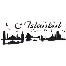 Resim İstanbul Silueti Temalı Oto-motor-laptop-duvar-dekor Tip 2 20 X 8 Cm 
