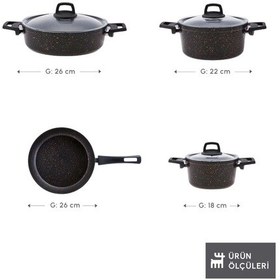 Resim Karaca Biogranit Blackgold 7 Parça Tencere Seti 