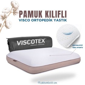 Resim Pamuk Kılıflı Medium Visco Ortopedik Yastık, Kahverengi, 60x40x13 