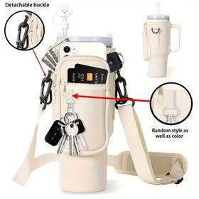 Resim 40 Oz Buzlu Bardak Tutucu Su Şişesi Taşıma Çantası Kolu Araç Montajlı Yalıtımlı Harfli Kupa Kılıfı, Tritan Lastik Su Şişesi, Spor ve Doğa Yürüyüşü İçin Bardak Kılıfı, 5 Farklı Kullanım Alanına Uygun - Okul, Açık Hava, Dağcılık, Ev, Yurt vb., Termal Kupa Kapağı | Çok Renkli Naylon Araç Bardaklık Uyumlu | "Daha Fazla İç" Motive Tasarım | Aile ve Arkadaşlar için Mükemmel Hediye 