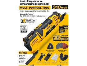Resim Mediterian Kesici Raspalama Zımparalama Makine Seti 310 Watt 23 Parça - Metal Ahşap Kazıyıcı Kesici 