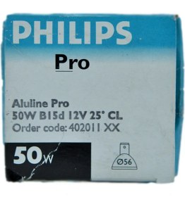 Resim Philips 50W 12V 2800K 25° BA15D Şeffaf Cam Halojen Çanak Ampul 