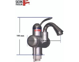 Resim Elektrikli Anlık Su Isıtıcı, Lavabo Monteli, Termal Şofben, Gümüş Renk 