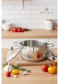 Resim Gökdil Bonera Omega 24cm Tekli Derin Paslanmaz Çelik Tencere Gümüş 