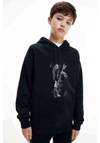 Resim Dimebag Darrell Baskılı Unisex Çocuk Kapüşonlu Siyah Sweatshirt Siyah 