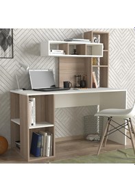 Resim Dekorister Coral Kitaplıklı Çalışma Masası Beyaz-Cordoba 