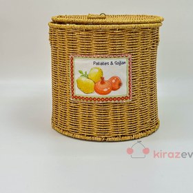 Resim Patates Soğanlık - Rattan Kapaklı Sepet 3'lü Set 