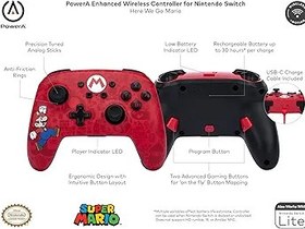 Resim PowerA Nintendo Switch için PowerA Gelişmiş Kablosuz Kumanda - Here We Go Mario, Kırmızı 