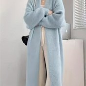 Resim Kadınlar İçin Bohem Tarzı V-Yaka Sweater Üst - Yumuşak Polyester Örgü Kazak, Kış Yetişkin Moda Paltosu, Düz Renk, Uzun Kollu, Şık Japon Etkili Tasarım 