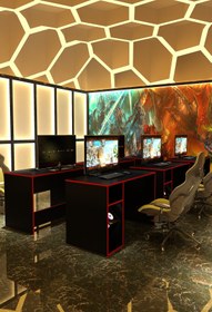 Resim Givayo Mobilya OYUNCU MASASI SİYAH KIRMIZI BANT 