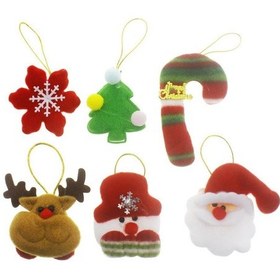 Resim 6 Adet Kumaş Yılbaşı Süsleri Karışık Noel Baba Geyik Kardan Adam 