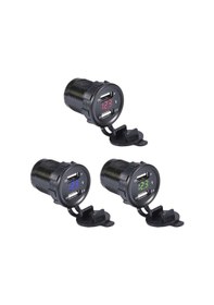 Resim Voltaj Göstergeli Araç Telefon Şarj Soketi 5V 2.1A Kırmızı 