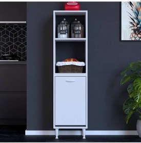 Resim Aras Sepetli 2 Fırın Bölmeli Mutfak Robotu Ve Kahve Köşesi Çok Amaçlı Dolap 50 Cm Genişlik Beyaz 