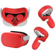 Resim Oculus Quest 2 Kırmızı İçin Vr Gözlük Lensi Kabuk Kolu Koruyucu Kılıf 