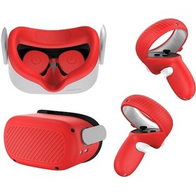 Resim Oculus Quest 2 Kırmızı İçin Vr Gözlük Lensi Kabuk Kolu Koruyucu Kılıf 