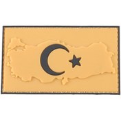 Resim SİNGLE SWORD Plastik Kol Arması Patch 3d Harita Türk Bayrağı Bej 
