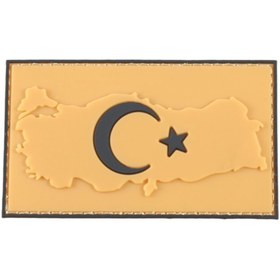 Resim SİNGLE SWORD Plastik Kol Arması Patch 3d Harita Türk Bayrağı Bej 