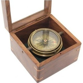 Resim Ahşap Kutulu Pirinç Pusula Model 14 