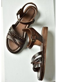 Resim Fox Shoes U390906403 Kahverengi Hakiki Deri Kadın Sandalet Kahverengi-hakiki Deri 