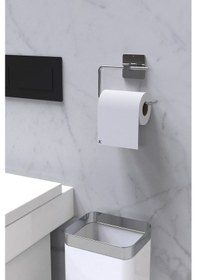 Resim Karteya Yapışkanlı Gümüş Wc Kağıtlık Ve Kare Havluluk Banyo Mutfak 2'li Set Krom 