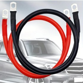 Resim Xuweiwei 4awg3ft Two Pack 4awg 4/8 Akü Kablosu 4 Gauge İnverter Kablosu Seti 3/8 İnç Lug Bağlantı Uçlu Siyah Kırmızı 18ft Uzunluk 