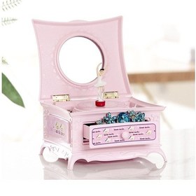 Resim Geeroyoo Dönen Bale Dansçılı Müzik Kutusu, Aynalı Çekmeceli Dekoratif Pembe Müzik Kutusu 