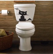 Resim Wc Klozet için Kedi Sticker Yapıştırma Model2 