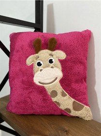Resim Zürafa Peluş Yastık - Fuşya 