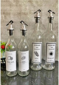 Resim Şeffaf Cam Etiketli Akıtıcılı 750 Ml Yağlık 375 Ml Sosluk Yağdanl 