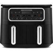 Resim Karaca Air Pro Cook Duo Ev Yemeği Xxxl 4+4 Litre Airfryer Black Chrome 8 Kişilik 