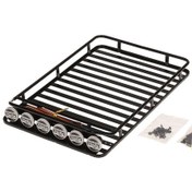 Resim Teltree Ax-519b 1/10 Rc Tırmanma Aracı İçin Led Aydınlatmalı Metal Çatı Bagaj Rafı 