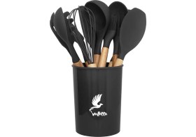 Resim CetKing Mikla Isıya Dayanıklı Yanmaz Yapışmaz 33 Parça Silikon Spatula Mutfak Seti Siyah 