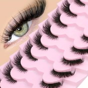 Resim GROINNEYA 9 Çift Yarım Kirpikler Kedi Gözü Kirpikleri 3D Sahte Mink Kirpikleri Yumuşak Doğal Şeffaf Bant Kirpikleri Doğal Görünüm Sahte Mink Tüylü Mink Kirpikleri Uzatma Makyaj 