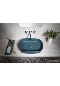Resim Isvea Infinity Petrol Yeşili Oval Lavabo 55X36 cm 