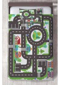 Resim Mekta Home Bebek Ve Çocuk Odası Otopark Ve Yol Desenli Yatak Örtüsü Renkli 