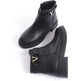 Resim D802 Kadın Yanı Tokalı Ortopedik Soğuk Geçirmez Bot Siyah-Cilt 