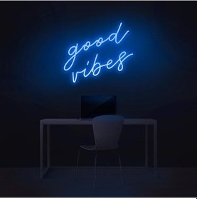 Resim Good Vibes Yazılı Neon Tabela Mavi 