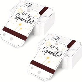 Resim 80'li Paket Kağıt Düğün Havai Fişek Etiketleri, Kibrit Tutucu ve Ateşleyici İçin Delikler, 'Aşk Parlasın' İbaresiyle Tasarlanmış, Düğünler, Partiler ve Şenlik Dekorasyonları İçin Uygun. 