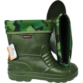 Resim Akınalbella Haki Çoraplı Eva Ultra Hafif Poli Taban Kısa Yağmur Çizmesi 