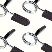 Resim Güvenli Tutuş, Paslanmaz Çelik Barbell & Dambıl Yaylı Yaka Kollukları Kauçuk Tutacaklarla - 2.79cm Standart Boyut, Spor Salonu Fitness Ekipmanları için Güvenli Ağırlık Kaldırma Kelepçeleri 