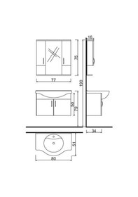 Resim Denko Akyazı 80 Cm Mdf Beyaz Banyo Dolabı,Alt Modül Ve Lavabo Çok Renkli 