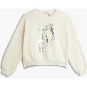 Resim Koton Kız Çocuk Oversize Sweatshirt Uzun Kollu Bisiklet Yaka Parlak Baskılı Şardonlu 001 
