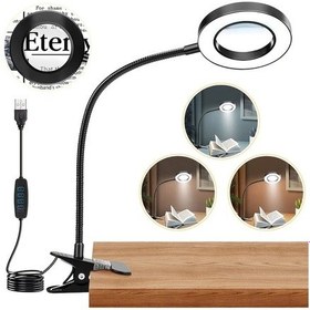 Resim Xuweiwei Siyah Büyüteç Masa Lambası, 3 Renk Modu Ayarlanabilir Metal Esnek Okuma Ve Hobi Lambası Siyah 