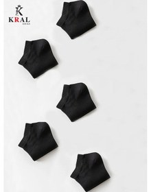 Resim Kral Socks Kadın - Erkek 10 Çift Düz Desen Ekonomik Bilek Boy Patik Çorap Siyah 