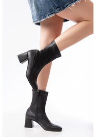 Resim Hc-2700 Siyah Streç Topuklu Fermuarlı Günlük Kadın Bot 