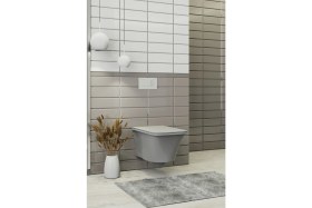 Resim Turkuaz Ibiza Asma Klozet + Klozet Kapağı Renk Mat Gri 