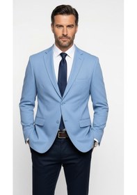 Resim Plus Scorpion Slim Fit Pike Dokuma Erkek Blazer Ceket Modern Şık Günlük Kombin Mavi 