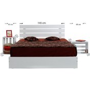 Resim Pasifichome Huga Çift Kişilik Beyaz Ahşap Karyola Komodin Takım 140X190 Cm 