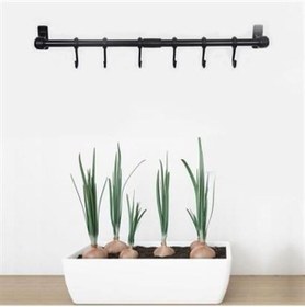 Resim Duvara Monte Edilen 6 Kancalı Dekor Kaşıklık Ve Kupa Askısı Siyah 